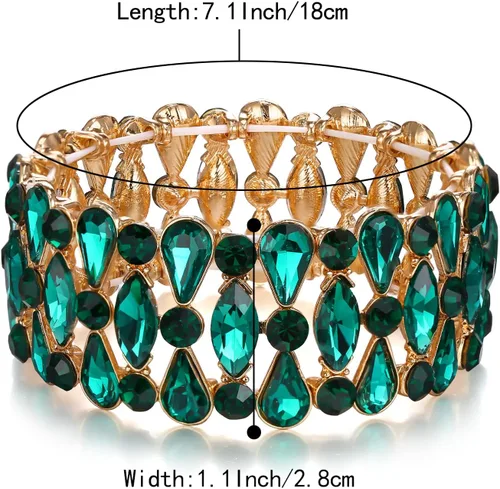 Vista 5 de BriLove Pulsera elástica de diamantes de imitación de lágrima nupcial para novia