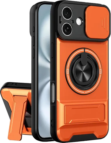 Vista 28 de Dssairo Funda para iPhone 15 con anillo magnético de rotación de 360° compatible con carcasa MagSafe Slide para cámara, soporte plegable, funda Negro