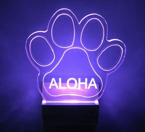 Vista 2 de Luz nocturna con estampado de patas, multicolor con enchufe LED, ultra delgada y suave al tacto, con sensor inteligente del atardecer al amanecer