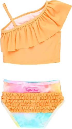 Vista 5 de RuffleButts - Traje de baño corto de 2 piezas estilo tankini con péplum y volantes para bebés y niñas