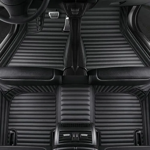 Vista 24 de Alfombrillas de cuero personalizadas para la parte delantera y trasera y de la tercera fila para automóvil, se adapta a la mayoría de SUV, sedán