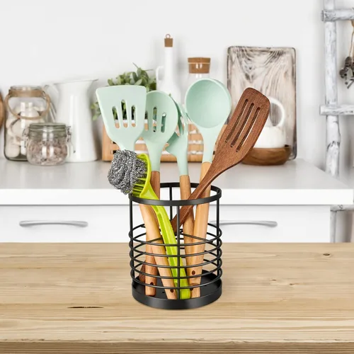 Vista 8 de RedCall Soporte para utensilios para encimera de cocina, soporte de espátula de metal, soporte de utensilios de cocina para cuchara, organizador