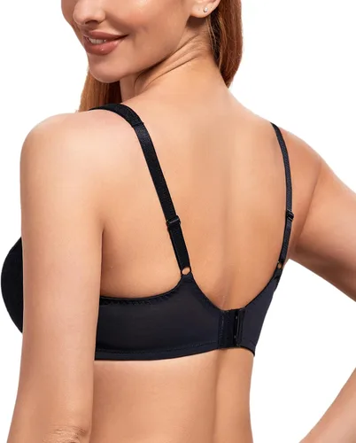 Vista 2 de DotVol Brasier tipo balconette con tirantes anchos de encaje y aros ligeramente acolchados para mujer