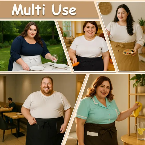Vista 7 de Urby Delantales de cintura/medio para mujer con bolsillos talla grande delantal XL XXL o cintura W40+, mandiles para mujer para trabajo