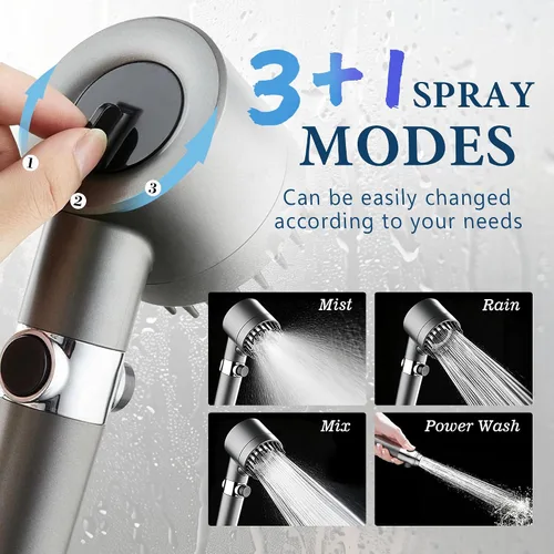 Vista 5 de Ion Drops Cabezal de Ducha Filtrado con Portátil, Flujo de Agua de Alta Presión y 3 Modos de Rociado, 5 Filtros Reemplazables, 2 Mangueras de Lavado