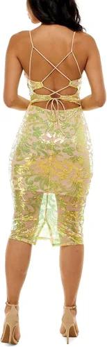 Vista 2 de bebe Vestido midi ajustado sin mangas con lentejuelas bordadas para mujer