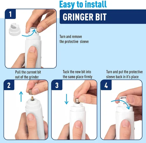 Vista 3 de REXIPETS Cabezal de repuesto para amoladora de uñas para perros, punta de diamante para patas, paquete de 2 brocas profesionales para amoladora