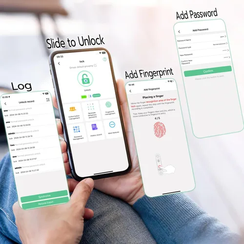 Vista 7 de Candado de bloqueo de combinación eLinkSmart Gym Locker con botón de 9 dígitos, contraseña de huellas dactilares, aplicación, desbloqueo biométrico