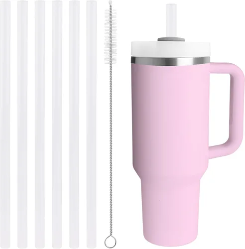 Vista 13 de Pajitas de repuesto compatibles con vaso Stanley Quencher de 20 onzas, popotes reutilizables de 8.5 pulgadas, accesorios para vasos de bebida