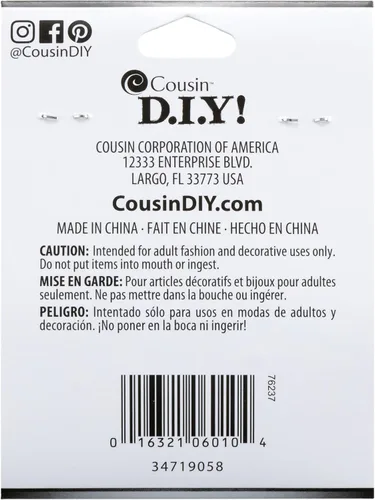 Vista 2 de Cousin Jewelry Basics - Gancho para cordón, plateado, 50 piezas