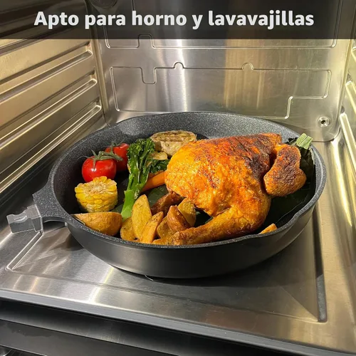 Vista 5 de Juego de sartenes antiadherentes inteligentes de 8 y 12.5 pulgadas con asas extraíbles, aluminio fundido y sartenes antiarañazos, compatible