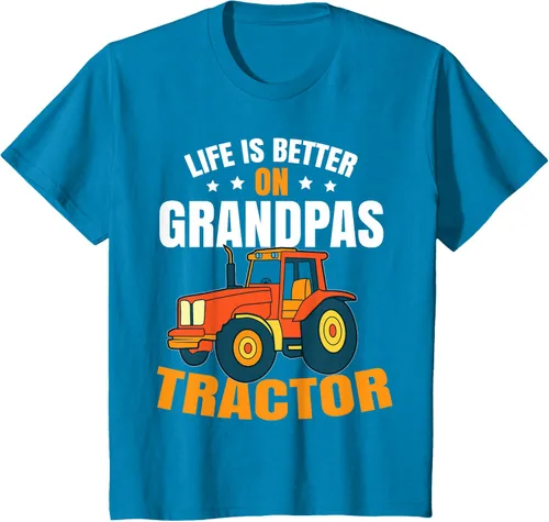 Vista 81 de Life Is Better On Grandpas Tractor Kids Farm Tractor Boy Camiseta, Negro