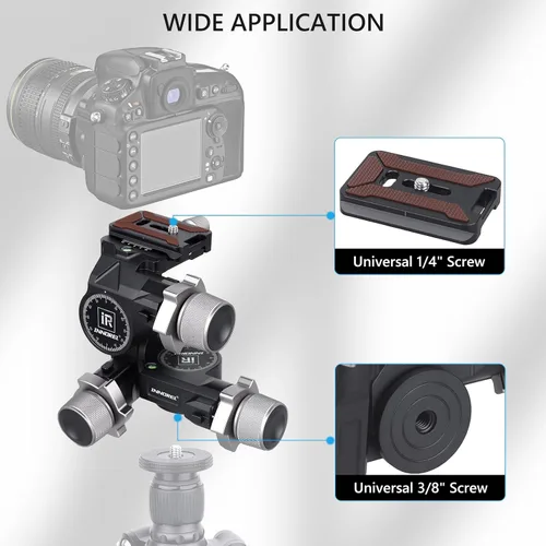 Vista 5 de INNOREL GR7 - Cabezal de trípode con engranaje de 3 vías para fotografía