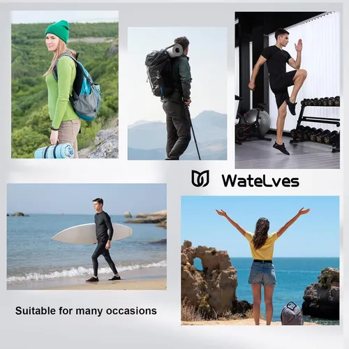 Vista 7 de WateLves - Zapatos de agua para hombres y mujeres, para natación, playa, piscina, surfear, hacer yoga o aeróbico acuático, calcetines para el agua