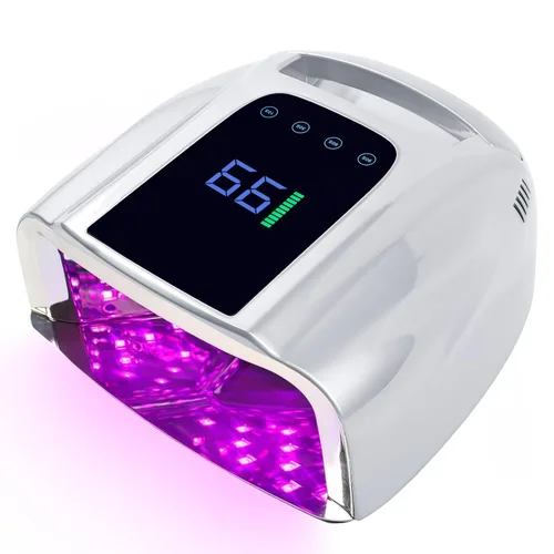 Vista 9 de Lámpara de uñas LED UV recargable de 96 W, luz UV inalámbrica para uñas con pantalla LCD, sensor automático, 4 ajustes de temporizador y secador