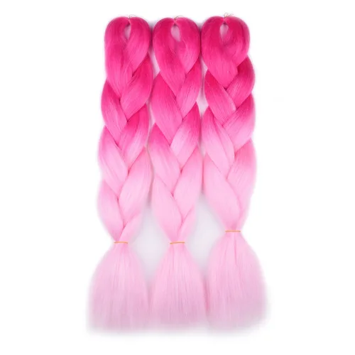 Vista 12 de BACANA Extensiones de cabello para trenzar en 4 tonos, degradado verde y rosa, extensiones de cabello colorido para trenzar, trenzas para niños