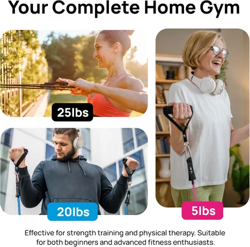 Vista 4 de INEVIFIT Juego de Bandas de Resistencia, 150 LBS Bandas de Entrenamiento Apilables para Fuerza, Yoga, Pilates y Entrenamiento Completo del Cuerpo