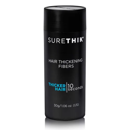 Vista 6 de SureThik Paquete de fibra espesante para el cabello de 1.06 oz (marrón medio) y spray de sujeción (3.4 onzas)