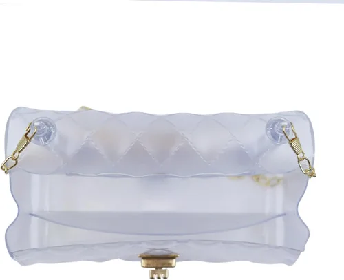 Vista 3 de Bolso cruzado de gelatina de color caramelo para mujeres y niñas, bolso de hombro transparente con asa superior con cuentas