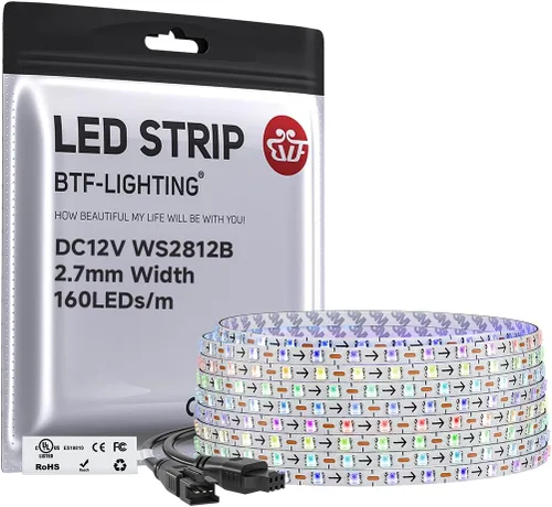 Vista 22 de BTF-LIGHTING WS2812B - Tira LED IC RGB 0.1 in, 0807SMD, DC5V, 3,2 pies, 160