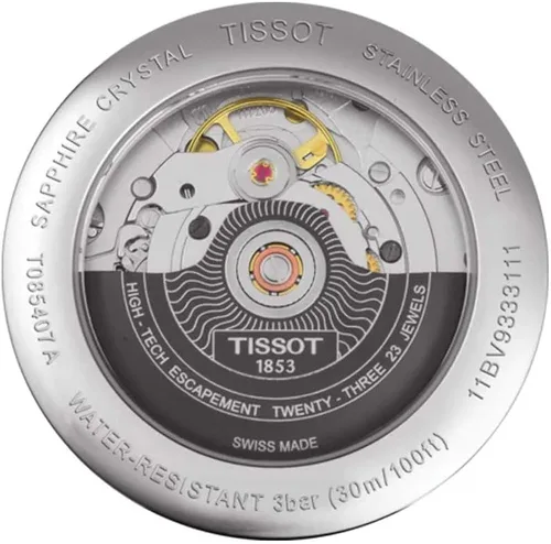Vista 6 de Tissot T0854071105100 T Classic Powermatic Reloj de plata automático suizo con pantalla analógica para hombre, PlataNegro, Reloj automático