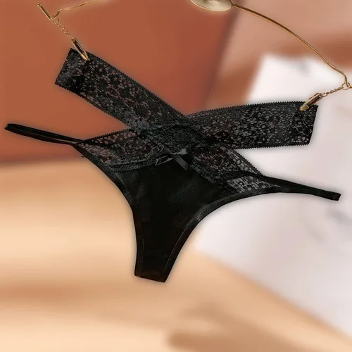 Vista 5 de ZWW Calzoncillos cruzados para mujer bragas sexis con cordones tanga abierta ropa interior de cintura media