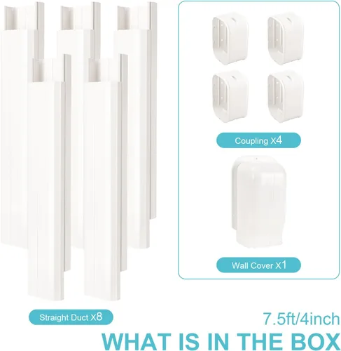 Vista 3 de Cubierta para Juego de Líneas de Mini Split, Kits de Cubierta para Juego de Líneas de PVC de 4" 7.5 Pies para Acondicionadores de Aire Mini Sin