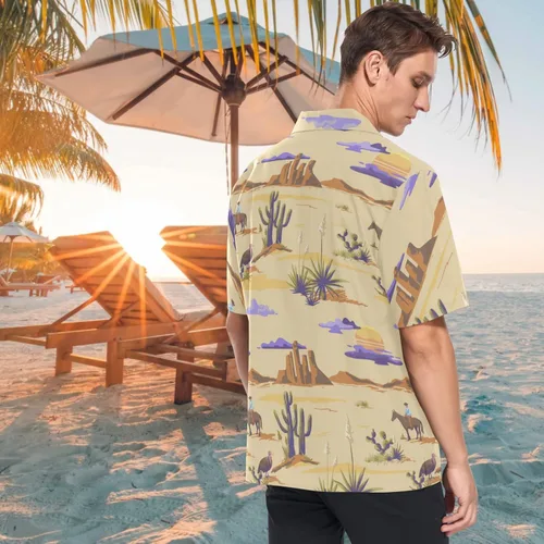 Vista 3 de visesunny Camisa hawaiana de manga corta con botones para hombre