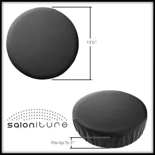 Vista 7 de Saloniture Paquete de 2 fundas redondas para asiento de taburete, funda impermeable de 13-1/2 pulgadas para silla giratoria o taburete de bar