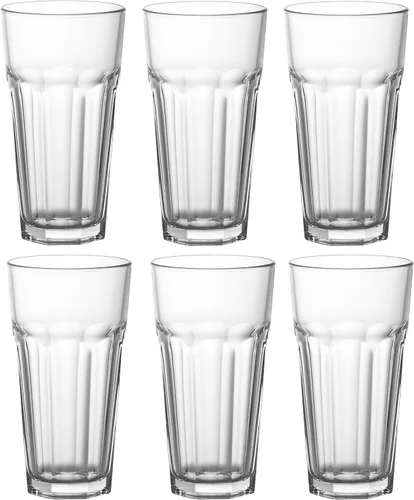 Vista 6 de Red Co. Juego de 6 vasos de vidrio transparente de 16 onzas líquidas para agua, jugo, cerveza, cócteles