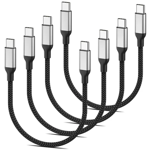 Vista 11 de Cable corto de carga rápida USB C a USB C de 1 pie, paquete de 3