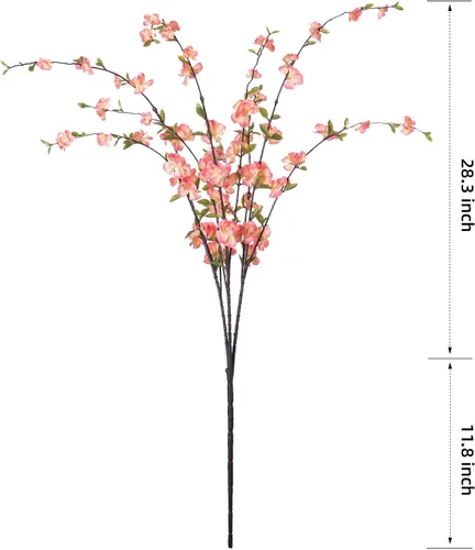 Vista 7 de [Usado] Ammyoo 4 piezas de flores artificiales de cerezo para decoración de primavera en interiores, ramas de melocotón de tallo largo sintético