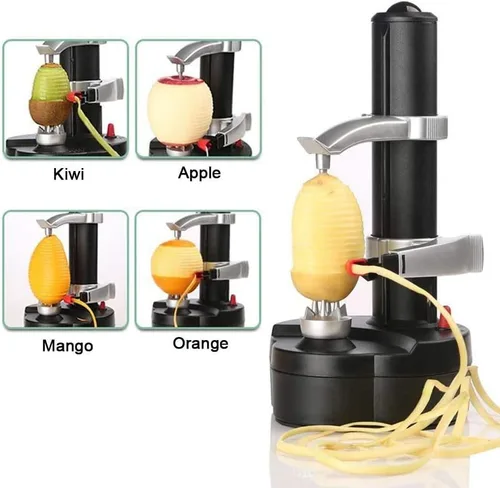 Vista 2 de Pelador eléctrico de patatas pelador automático de manzanas, máquina peladora inteligente de frutas y verduras, herramienta de pelado de cocina