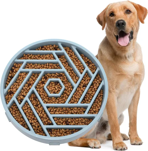 Vista 17 de WHIPPY Cuenco para perros de alimentación lenta, diseño de laberinto de rompecabezas para reducir la velocidad de comer, capacidad de 3 tazas Negro