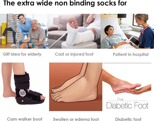 Vista 7 de CIRZUEX Calcetines Extra Anchos para Linfedema Pies Hinchados Pierna, Calcetines Bariátricos, Calcetín de Bota de Yeso, Diabético Sin Compresión