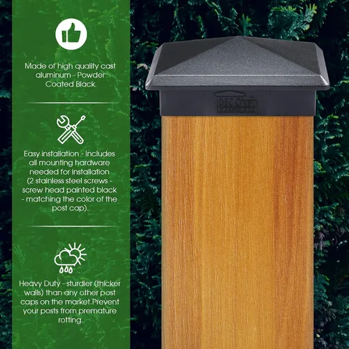 Vista 7 de Tapa de aluminio en forma piramidal para postes de madera, color negro (4 unidades)