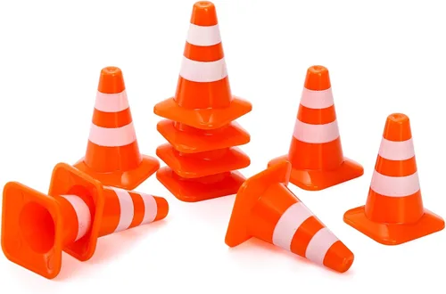 Vista 4 de ZEAYEA 30 mini conos de tráfico de plástico, conos de entrenamiento de 1.4 pulgadas, señales de tráfico, mini conos de seguridad vial para mesa
