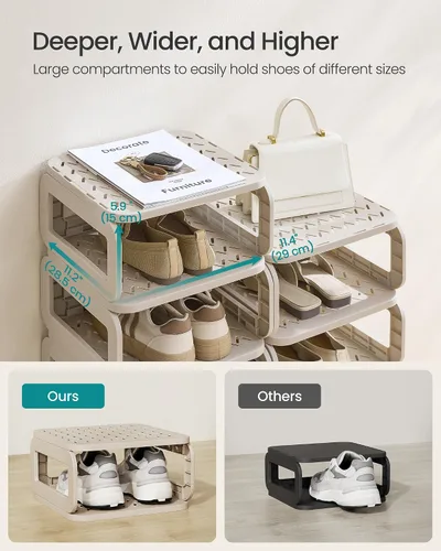 Vista 4 de SONGMICS - Estante para zapatos, organizador de zapatos, 6 estantes, almacenamiento de zapatos, estante estrecho para entrada, estante abierto