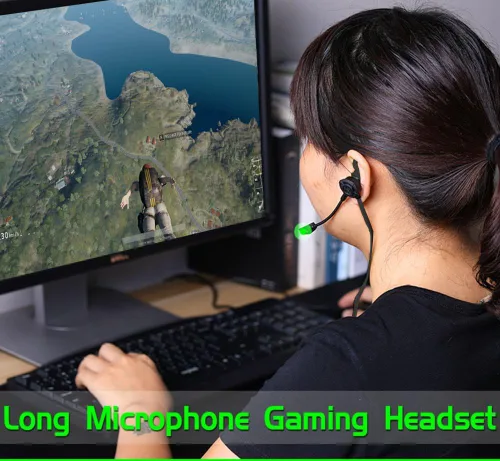 Vista 5 de Auriculares con cable para juegos con micrófono ajustable para PS4, computadora portátil, teléfono celular, auriculares DLAND E-Sport con bolsas