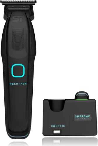Vista 12 de Supreme Trimmer Recharge ST777 - Recortadora de peluquero profesional con 2 baterías extraíbles, motor de 8000 RPM, cuchillas DLC de espacio cero
