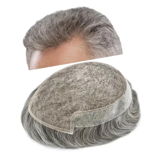 Vista 59 de Tupé para hombre con encaje suizo para hombre, sistema de reemplazo de cabello humano real, extensiones de nudo blanqueado para prótesis de cabello
