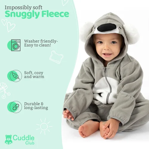 Vista 23 de Enterizo de vellón para bebé, rómper de una sola pieza con capucha para niños, ropa para exteriores, chaqueta infantil