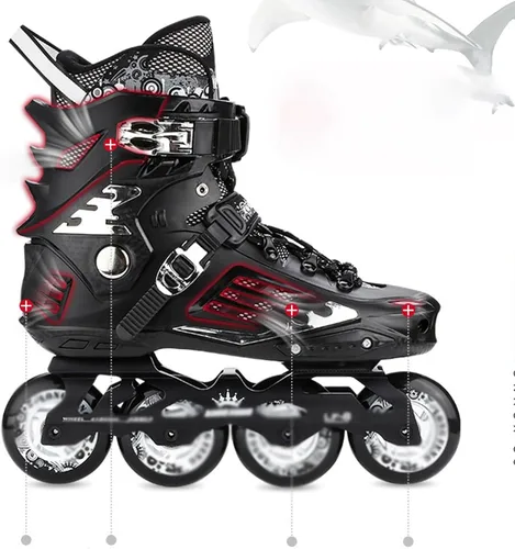 Vista 3 de Patines de ruedas – Patines profesionales en línea para hombres y mujeres, cuchillas ajustables de una sola fila, patines de fibra de carbono
