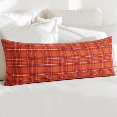 Vista 16 de Juego de 2 fundas de almohada lumbar de Navidad para exteriores de tartán Tartán lumbar marrón