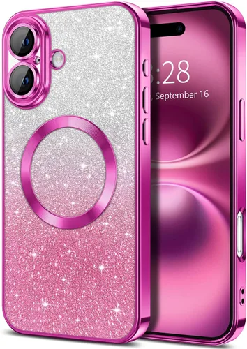 Vista 31 de Hython Funda para iPhone 13 Pro transparente con purpurina magnética [compatible con MagSafe] Protector completo de lente de cámara delgado