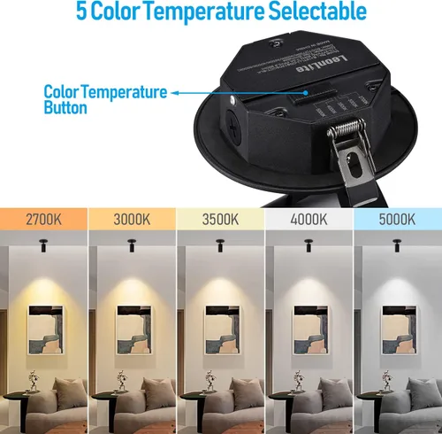 Vista 3 de LEONLITE Paquete de 2 focos de techo LED 5CCT con caja de conexiones