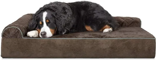 Vista 48 de Furhaven Cama de espuma viscoelástica para perros grandes con refuerzos extraíbles y funda lavable, para perros de hasta 95 libras - Sofá de Gris