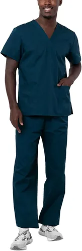 Vista 24 de Adar Uniforms Conjunto de ropa médica unisex universal - Juego de ropa médica unisex con cordón Negro