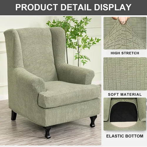 Vista 89 de Eco-Ancheng Funda para silla Wingback, 2 piezas, respaldo de ala, fundas de elastano para sillón con respaldo de ala, fundas para sillón con parte