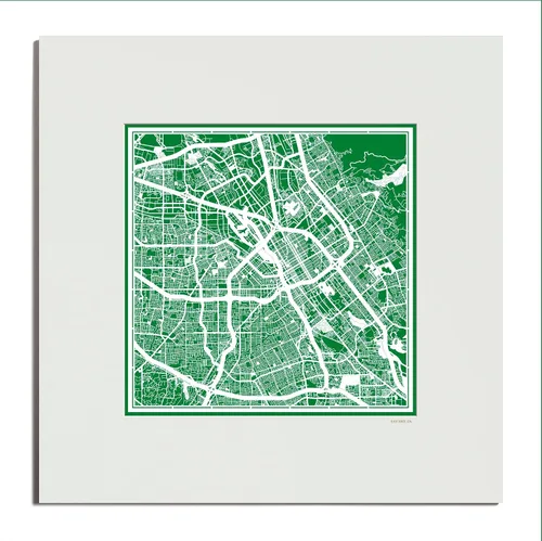 Vista 51 de O3 Design Studio San Diego, CA Paper Cut Map Matted Grey 20x20 in Paper Art